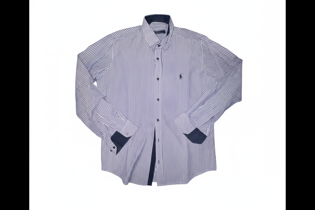 Polo by Ralph Lauren Мъжка риза – Синьо-бяло райе, 100% памук- размер L