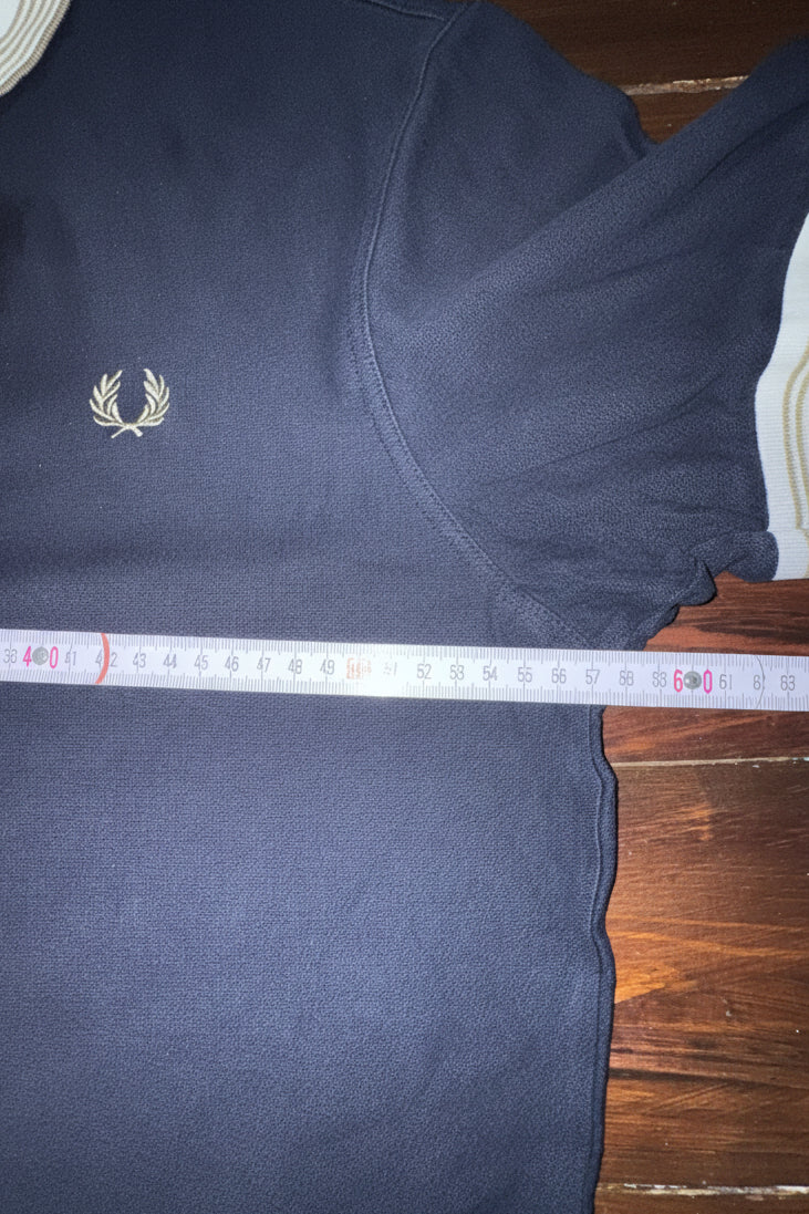 Fred Perry поло тениска XL Тъмно синьо Бежов кант