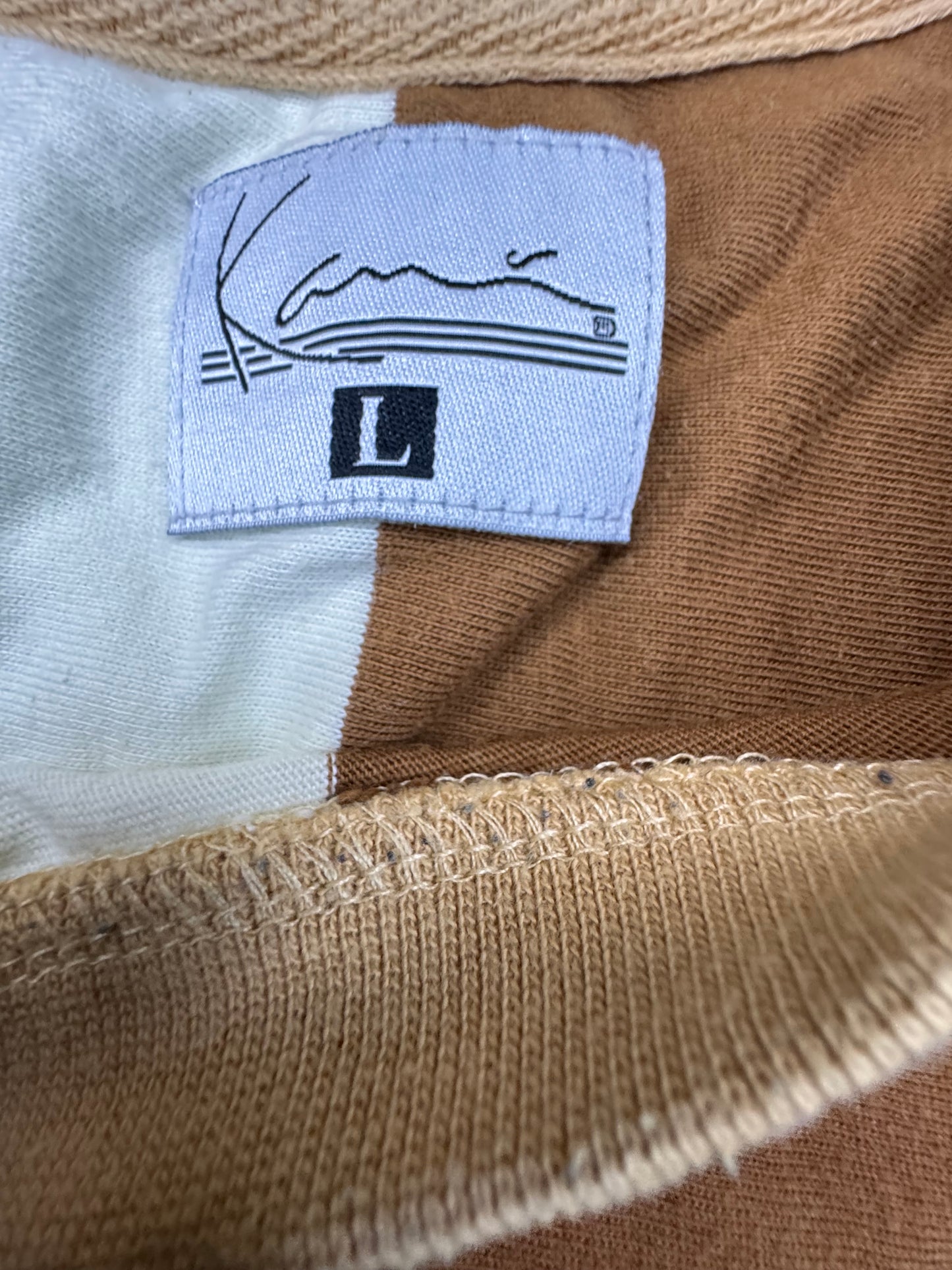 Karl Kani Stripe Tee L кафяво/бяло 90s Hip-Hop