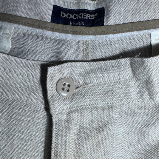 Dockers Khakis ленен панталон W36 L30 – бежов, плисета