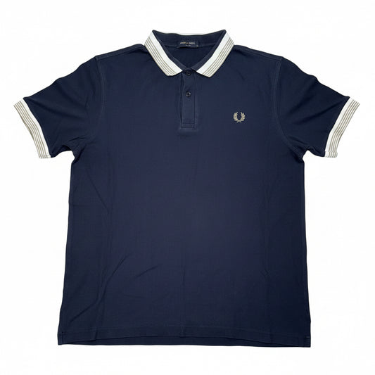 Fred Perry поло тениска XL Тъмно синьо Бежов кант