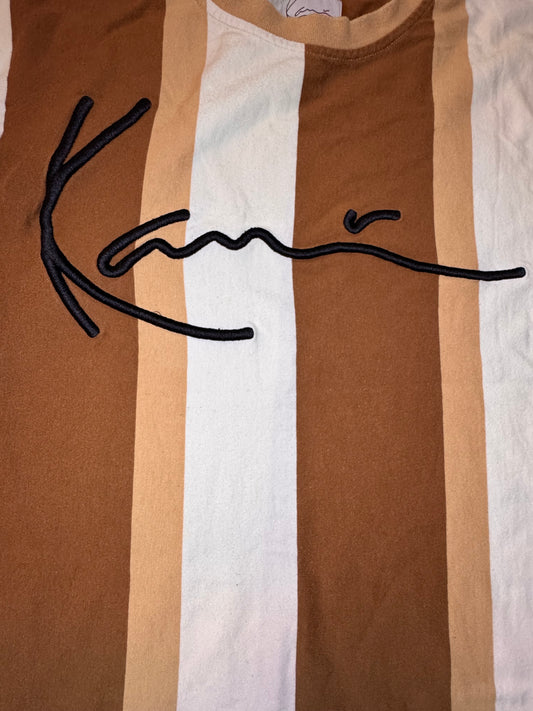 Karl Kani Stripe Tee L кафяво/бяло 90s Hip-Hop