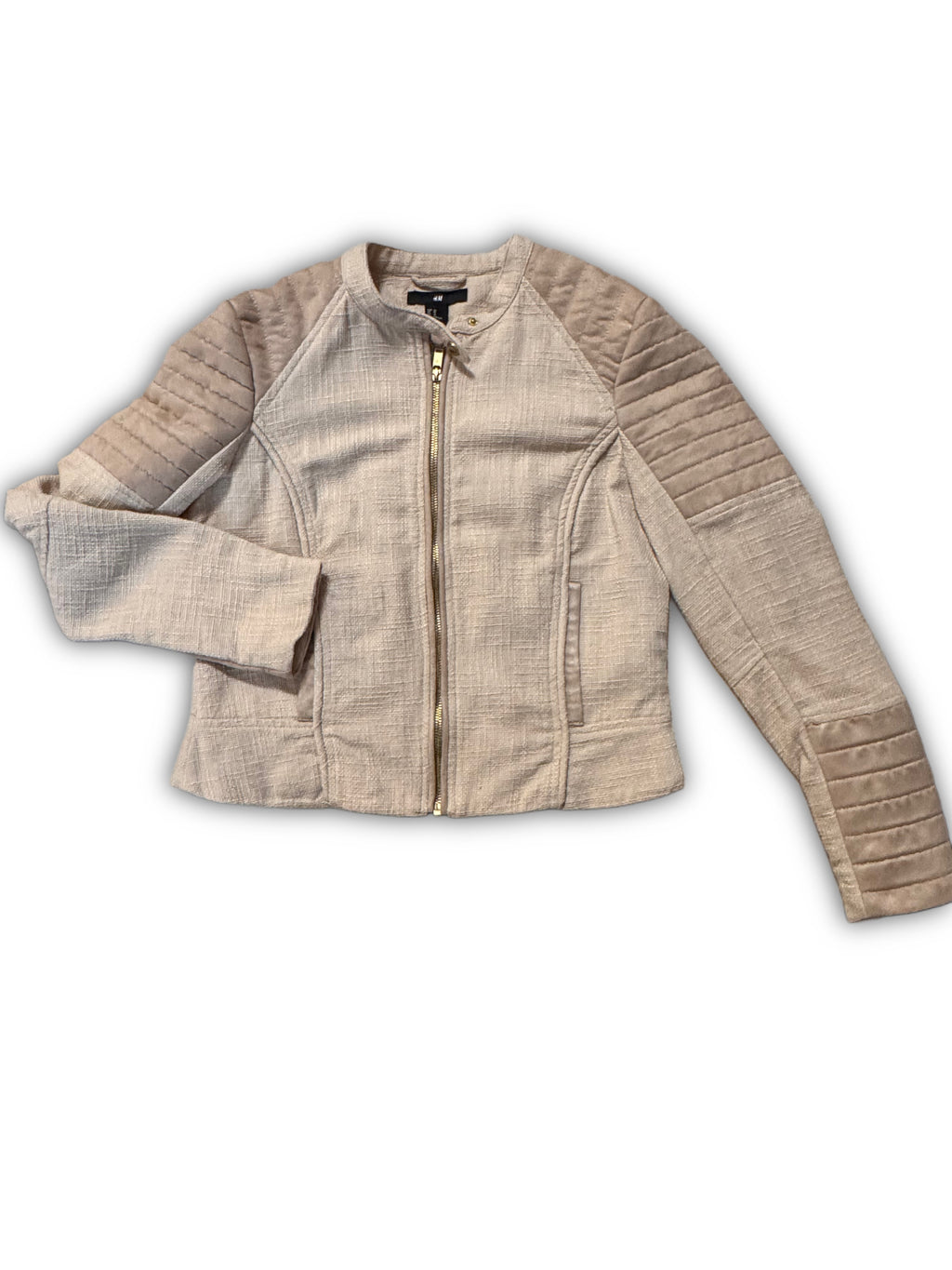 H&M – Късо яке тип Bomber с капитониране – Бежово – Размер 40