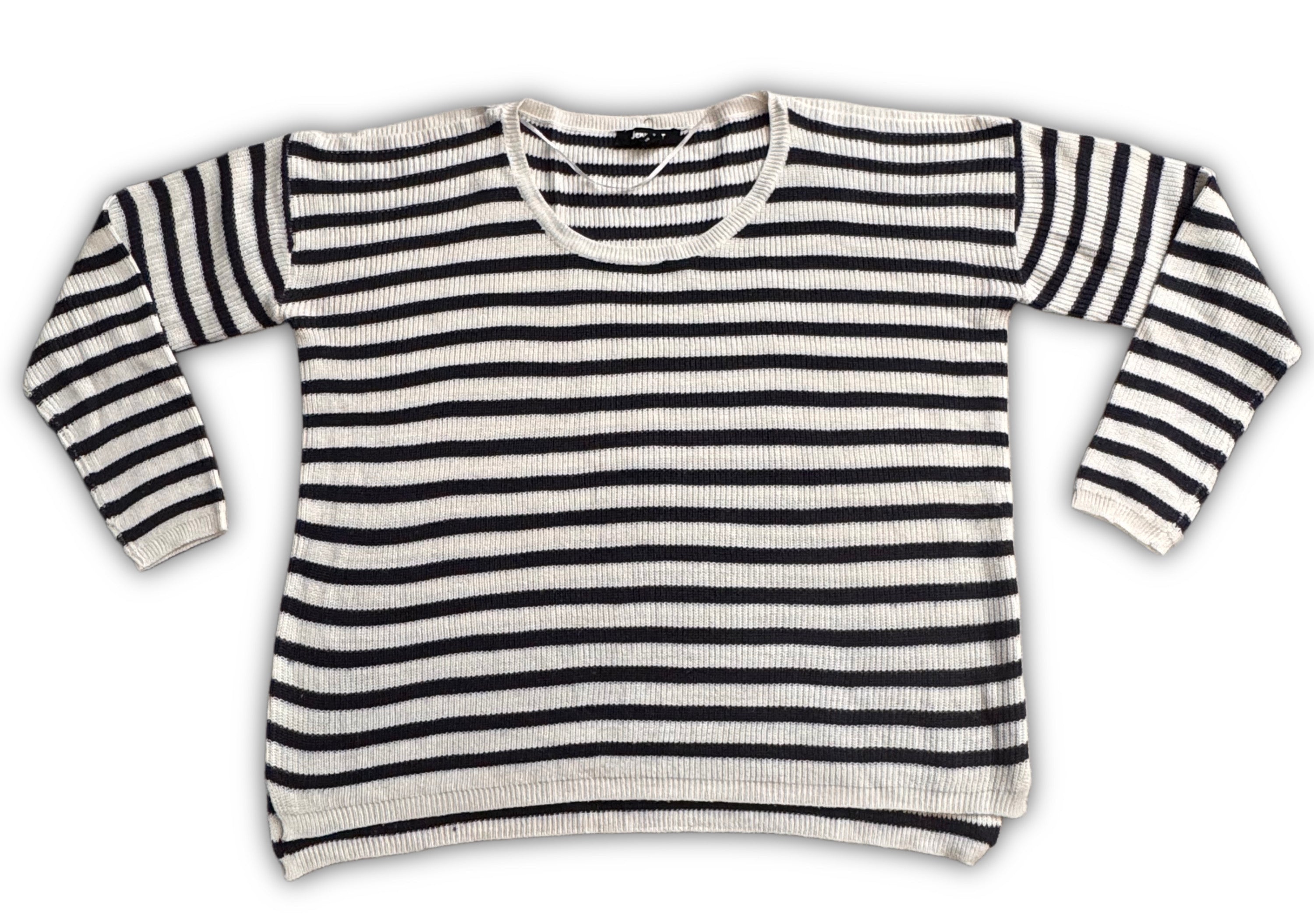 Jennyfer – Плетена блуза на райе – Бяло и тъмносиньо – Размер S