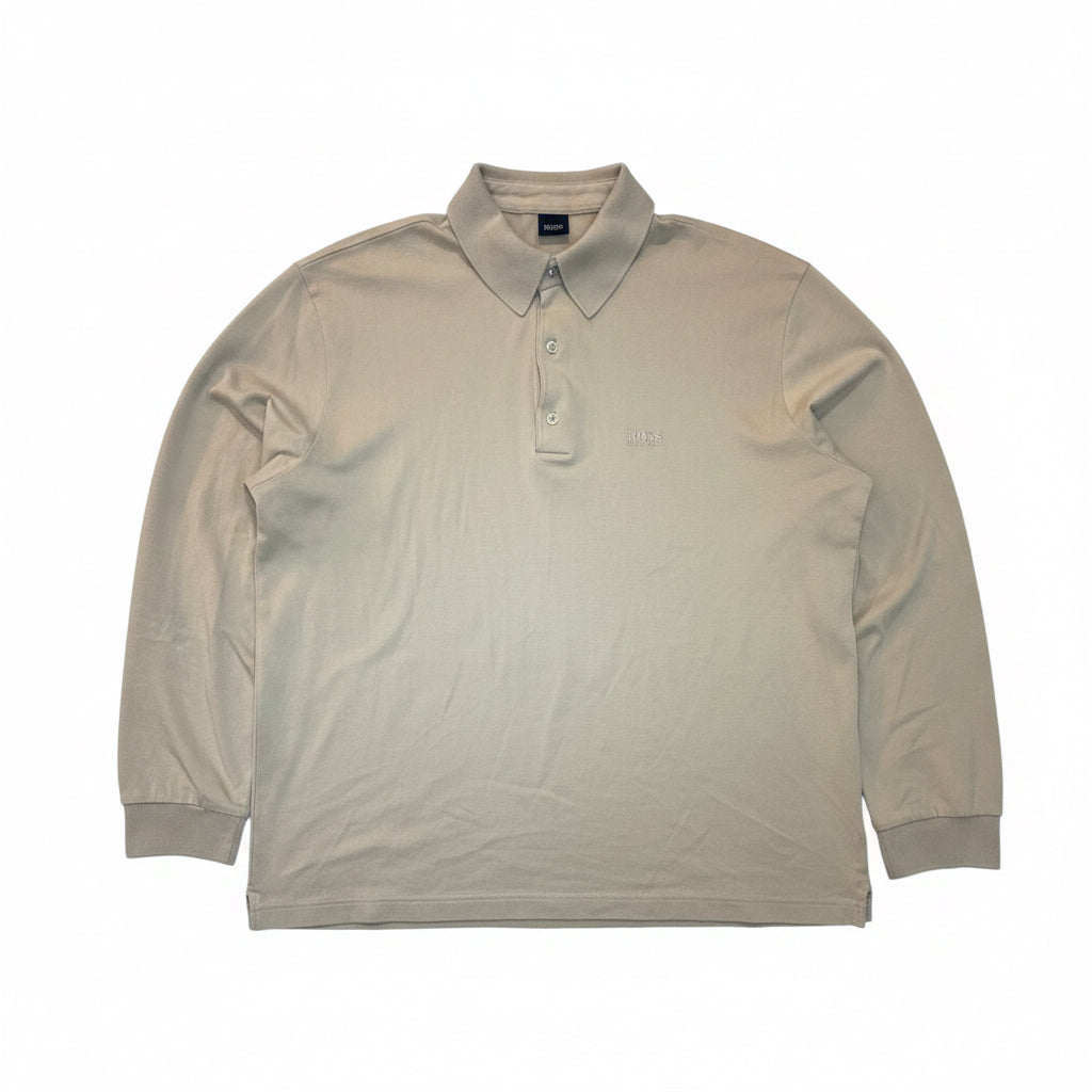 Hugo Boss Long Sleeve Polo Pima Cotton L Бежово
