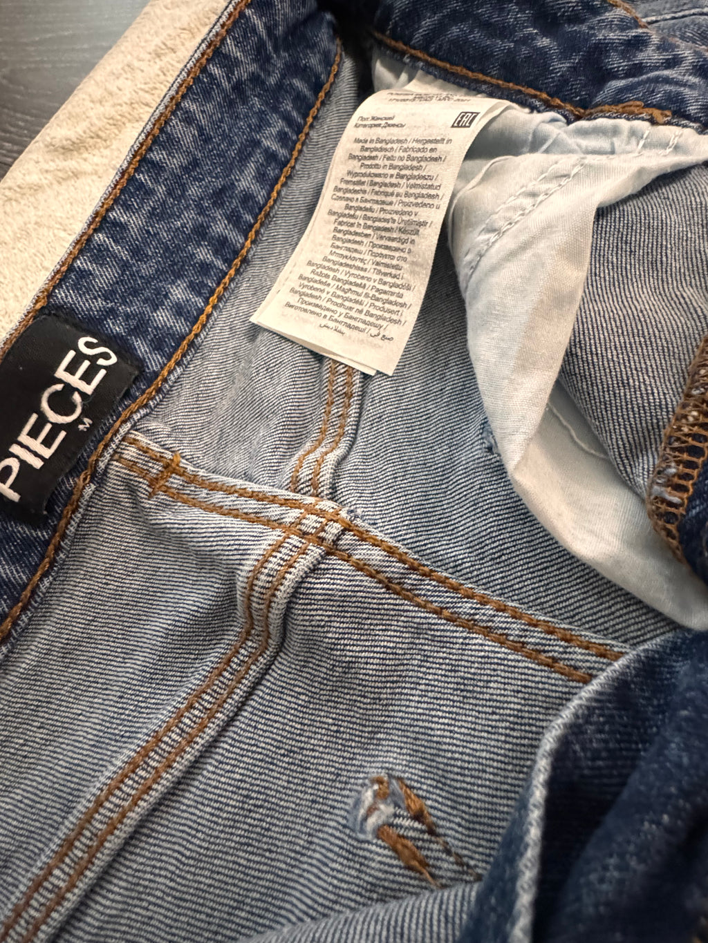 Pieces – Дамски дънки със силно висока талия – Тъмносини – Размер (S-М)