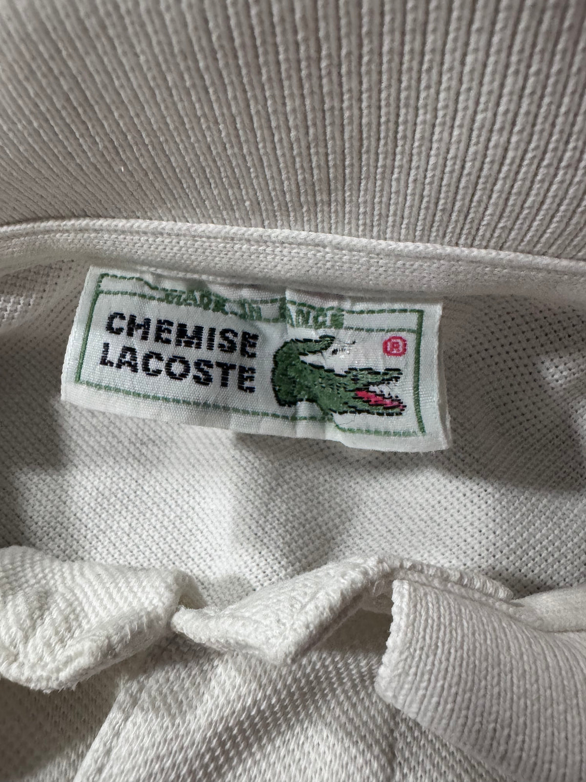 Vintage Lacoste Chemise Бяло Поло — Made in France Колекционерско