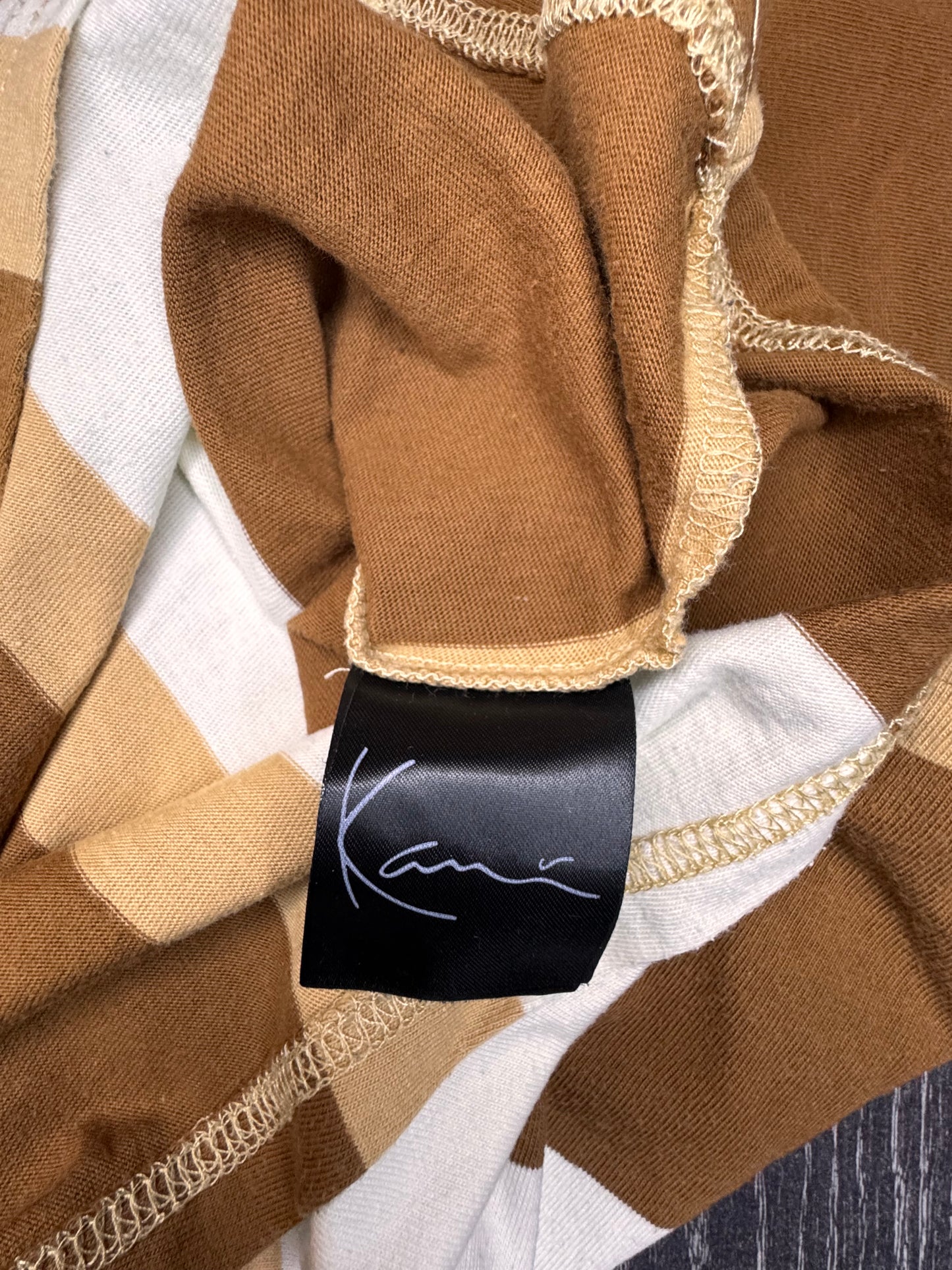 Karl Kani Stripe Tee L кафяво/бяло 90s Hip-Hop