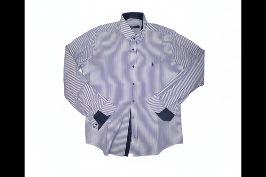 Polo by Ralph Lauren Мъжка риза – Синьо-бяло райе, 100% памук- размер L