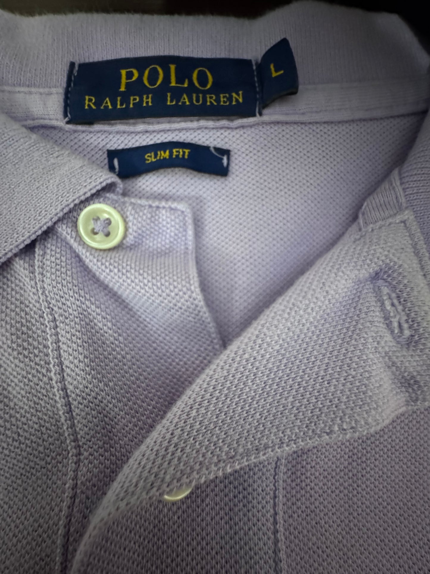 Polo Ralph Lauren Лилаво Поло L Slim Fit — Мъжка Риза 100% Памук