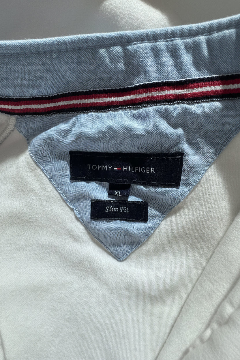 Tommy Hilfiger Бяло Поло XL Slim Fit — Мъжка Риза с Герб