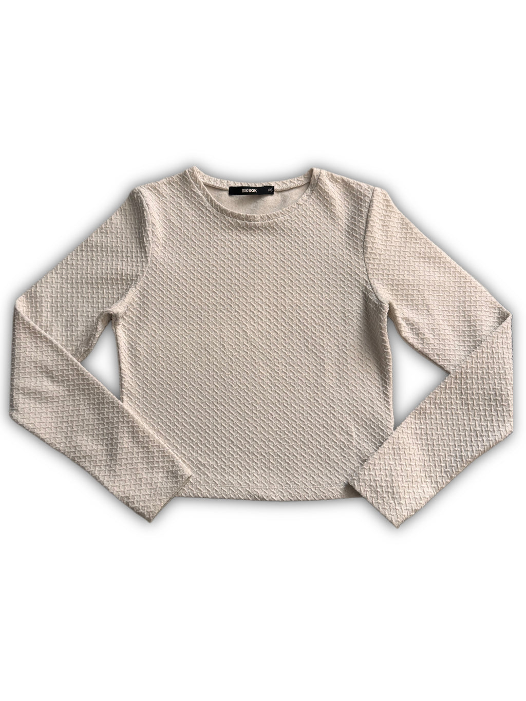 Bik Bok – Пухкава дамска блуза с релефна текстура – Бяла – Размер S