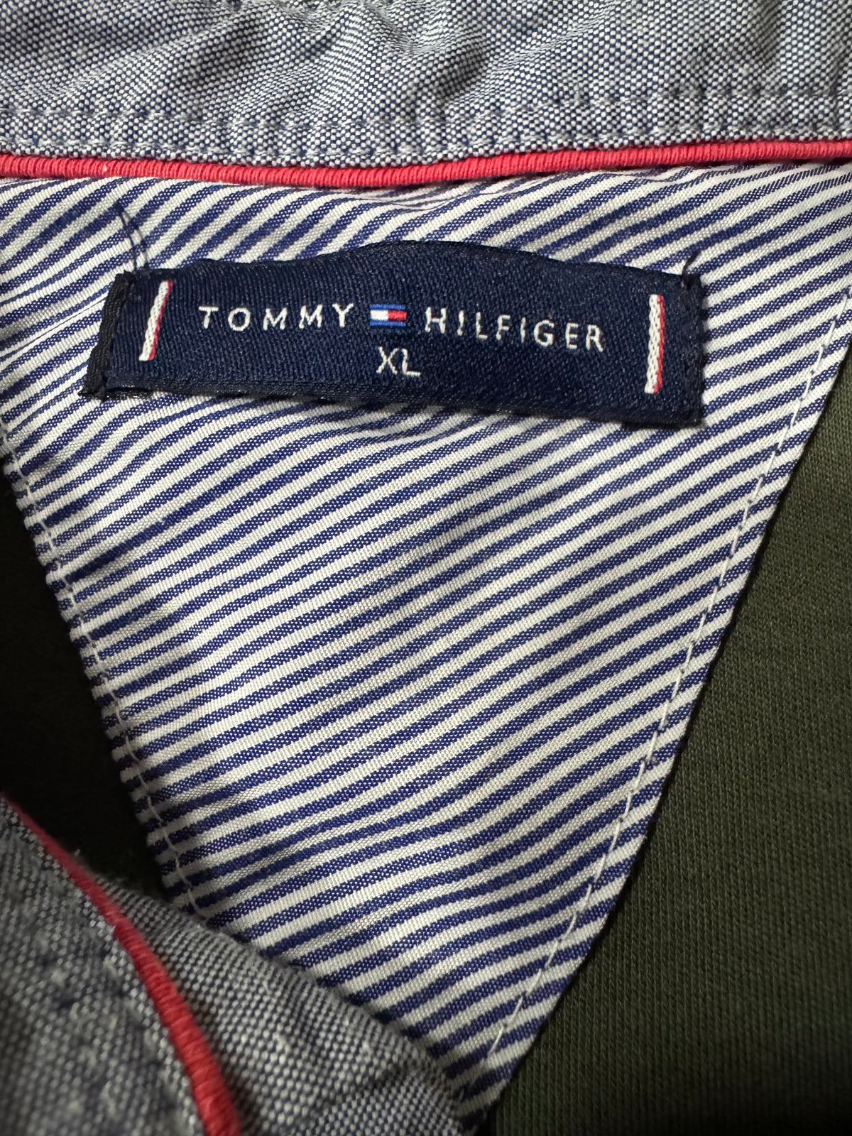 Tommy Hilfiger маслинено зелена поло тениска XL 100% памук