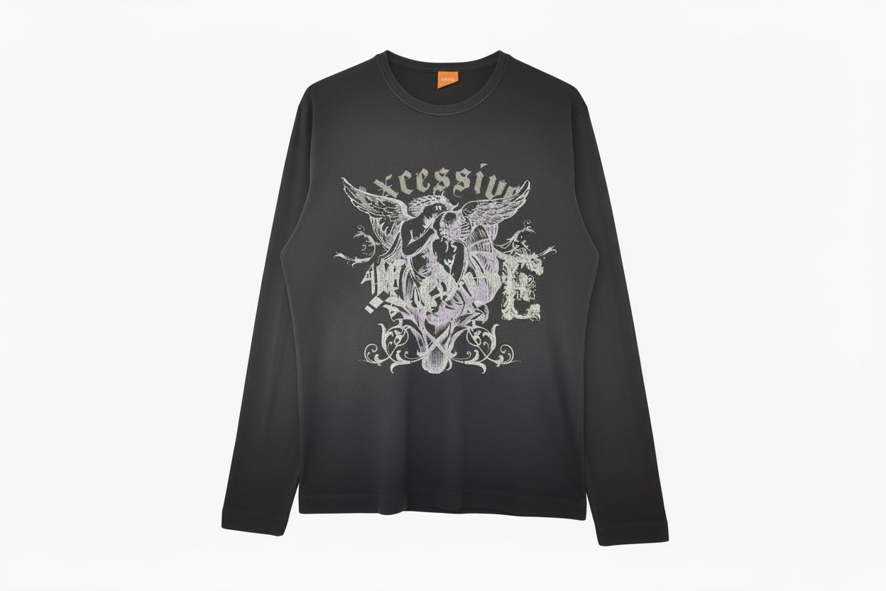 Hugo Boss Orange Черна блуза дълъг ръкав M Excessive Print