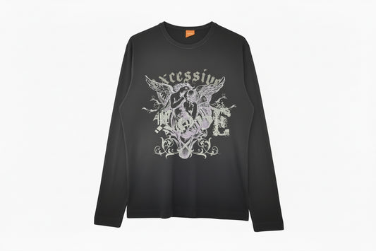 Hugo Boss Orange Черна блуза дълъг ръкав M Excessive Print