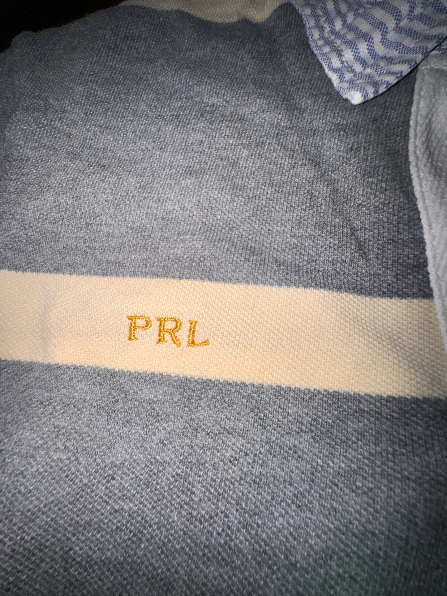 Ralph Lauren  Мъжка ръгби риза – Сиво-бежово райе, Дълъг ръкав, S