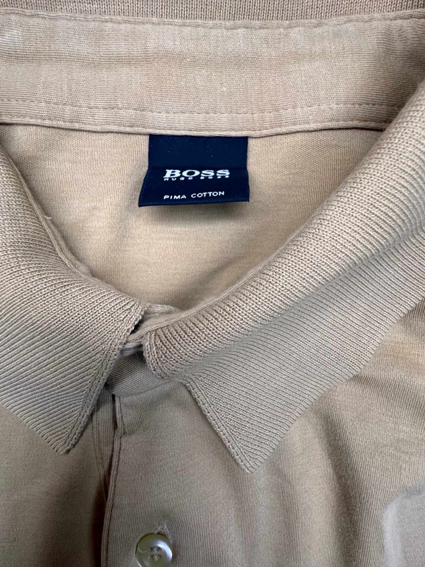 Hugo Boss Long Sleeve Polo Pima Cotton L Бежово
