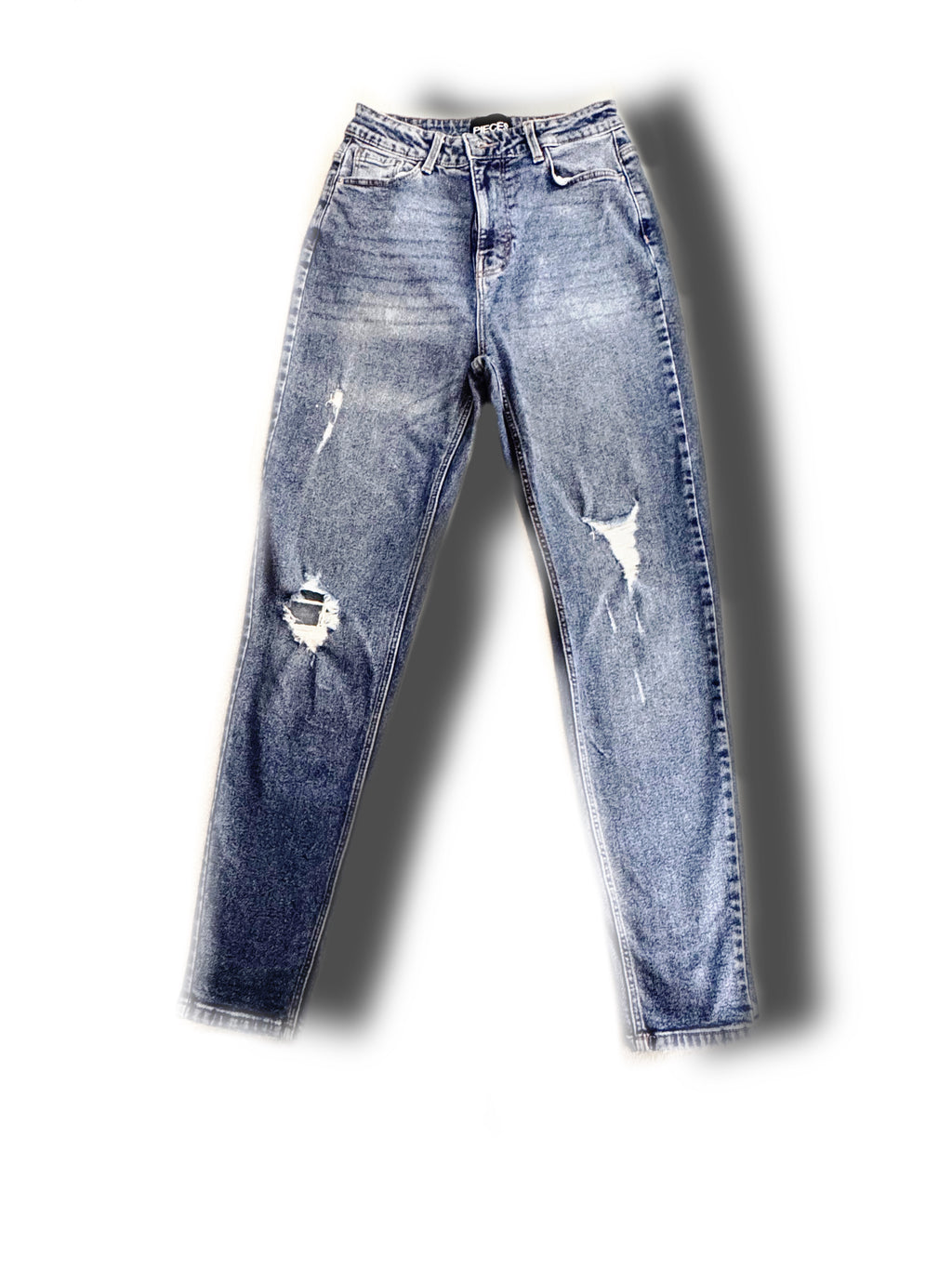 Pieces – Дамски дънки със силно висока талия – Тъмносини – Размер (S-М)