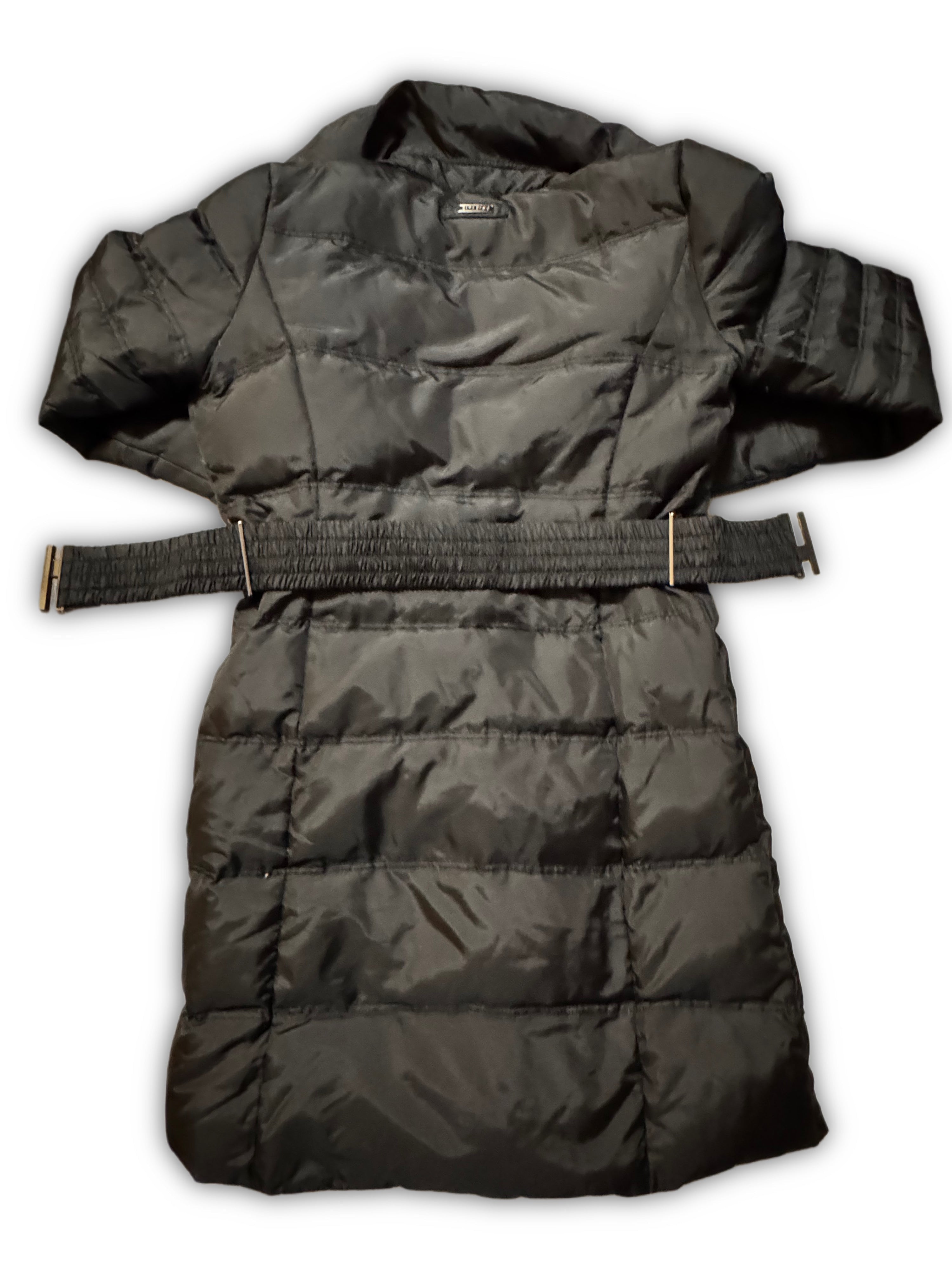 Zara Basic – Дълго капитонирано яке с колан – Черно – Размер M