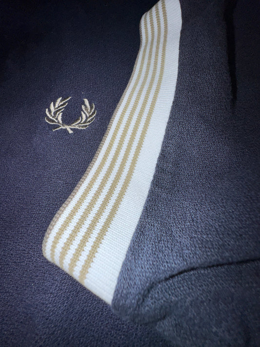Fred Perry поло тениска XL Тъмно синьо Бежов кант
