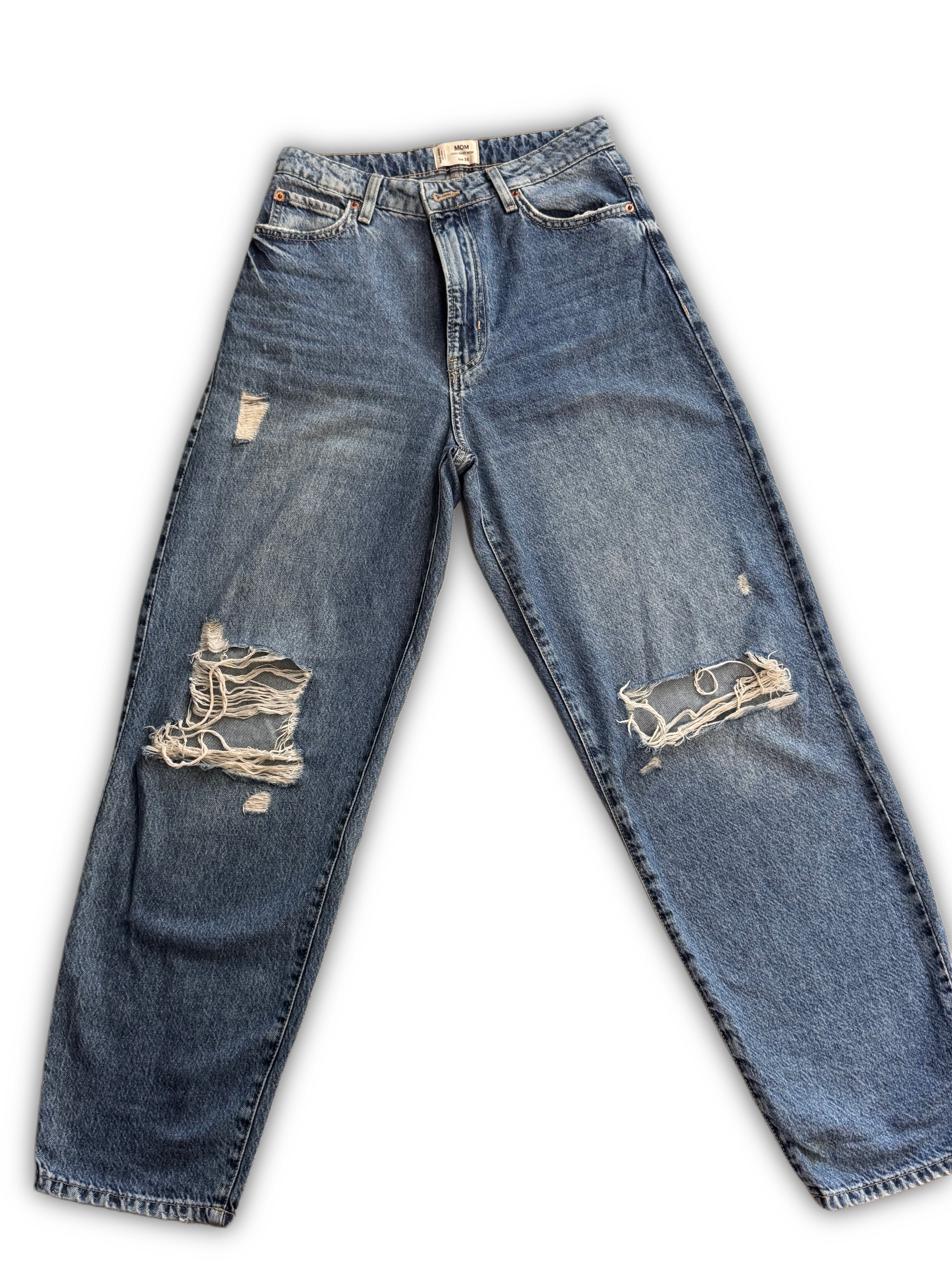 Tally Weijl – Дамски дънки Mom Fit с висока талия – Светлосини – Размер 38