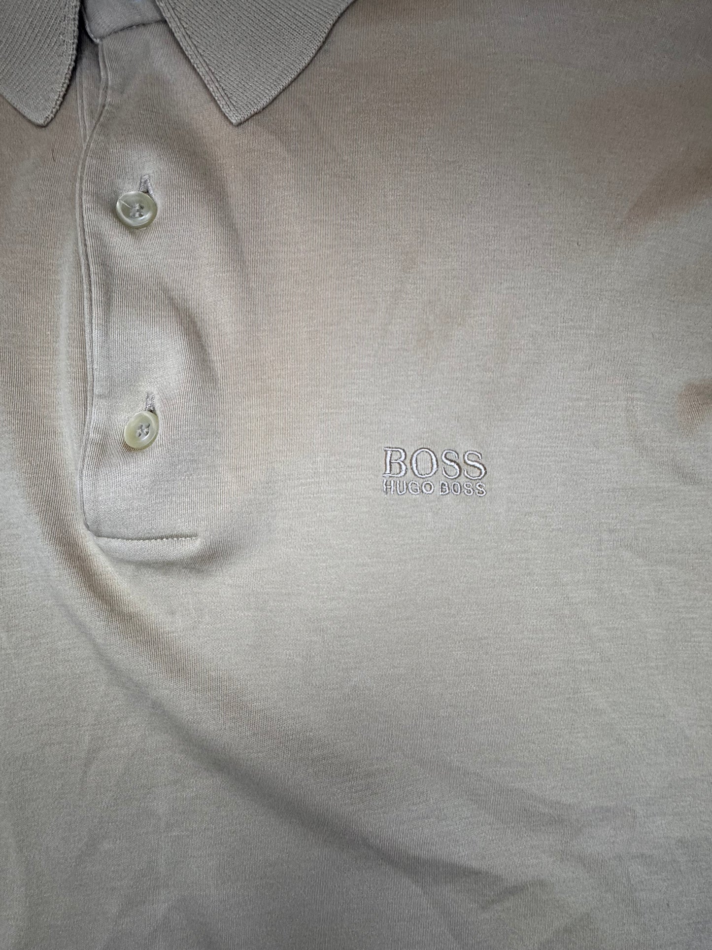 Hugo Boss Long Sleeve Polo Pima Cotton L Бежово
