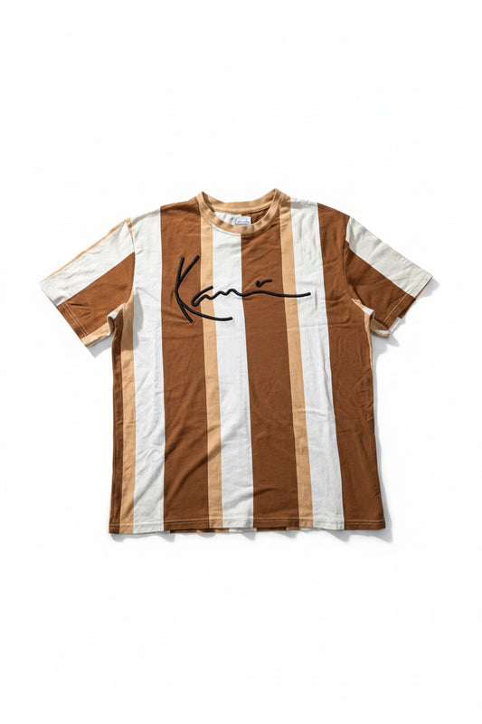 Karl Kani Stripe Tee L кафяво/бяло 90s Hip-Hop