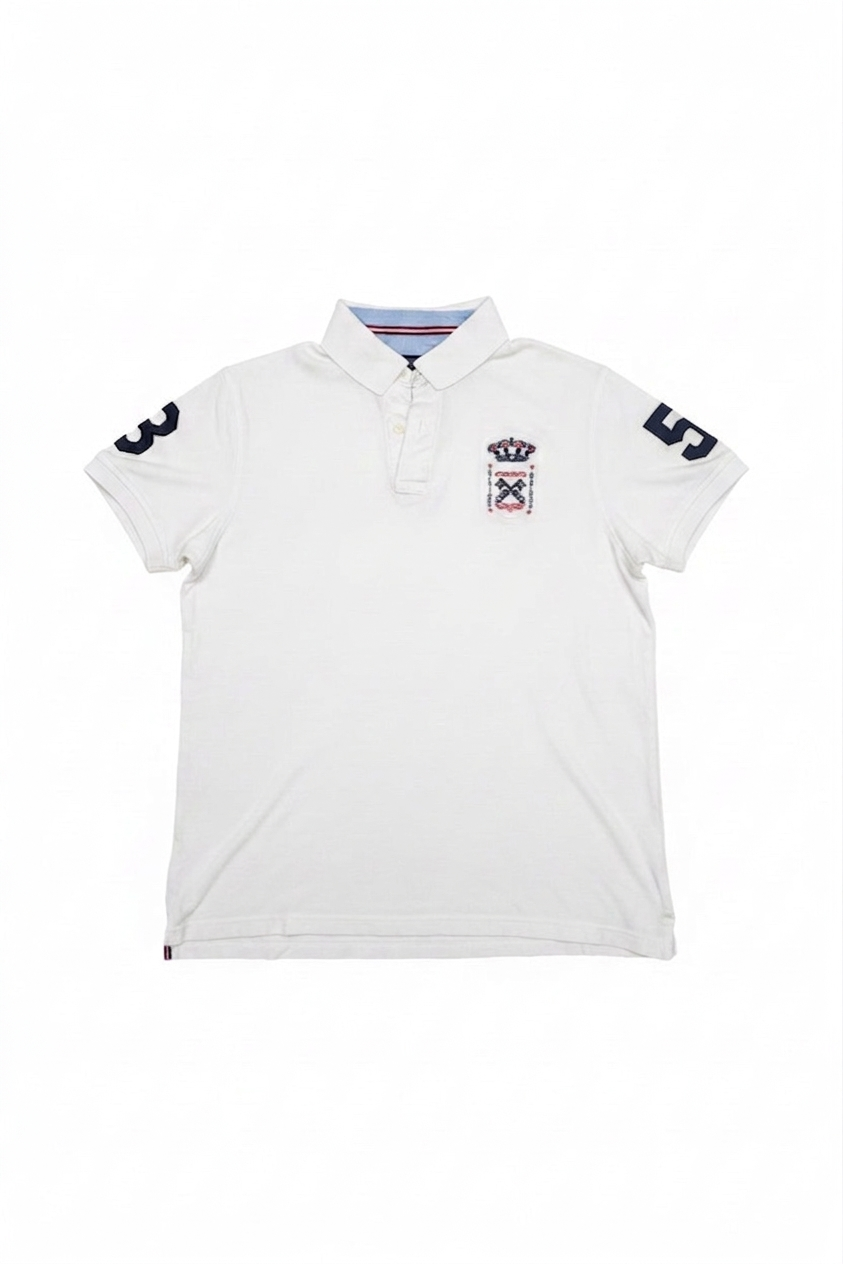 Tommy Hilfiger Бяло Поло XL Slim Fit — Мъжка Риза с Герб