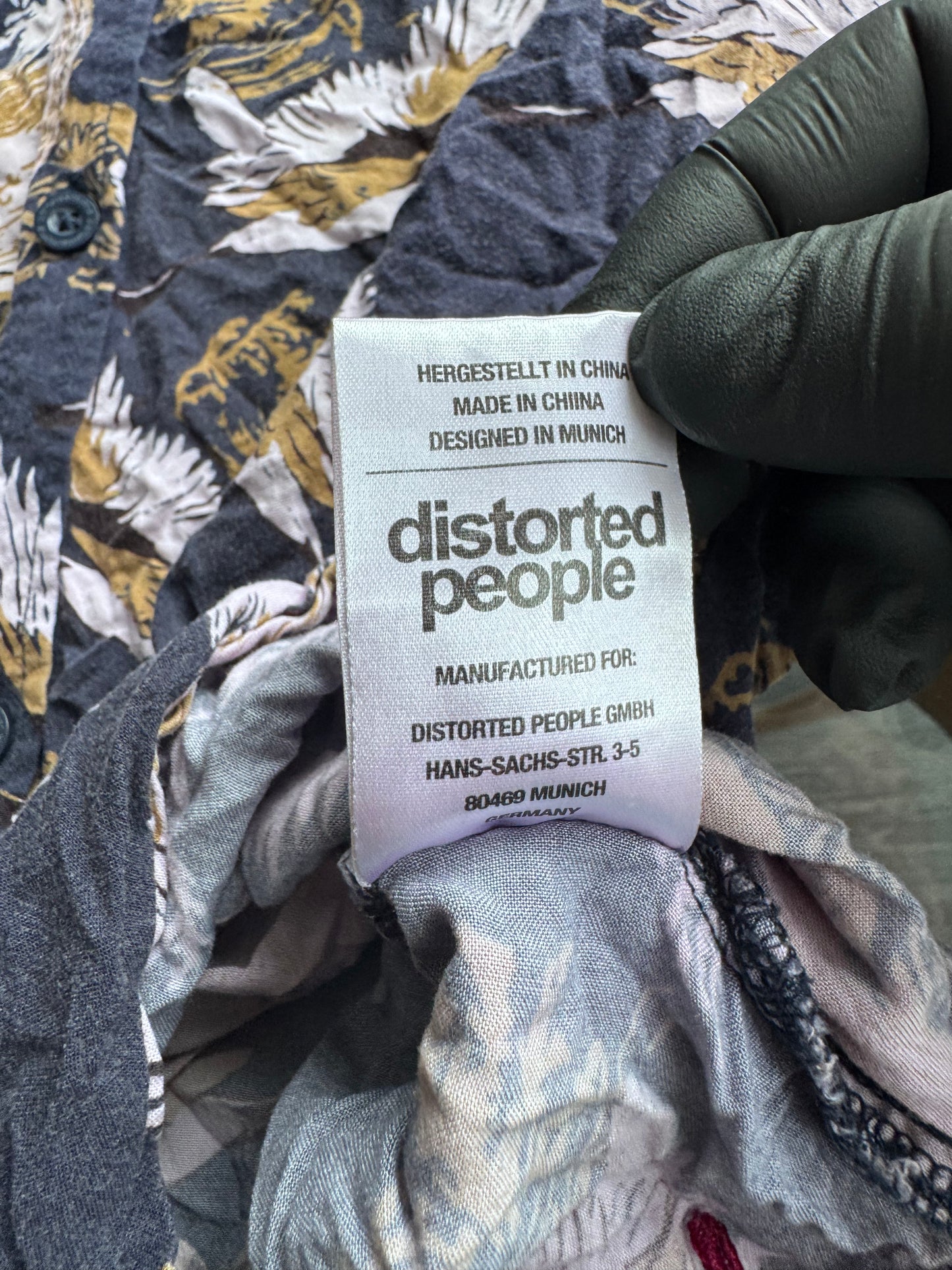 Distorted People риза с къс ръкав – японски мотив жерави/вълни