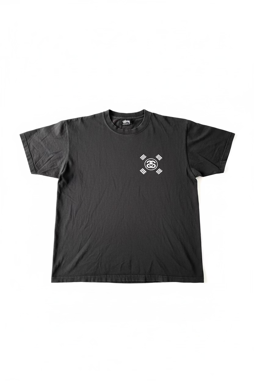 Stussy тениска черна – графити принт “Great Future” с тигър ￼