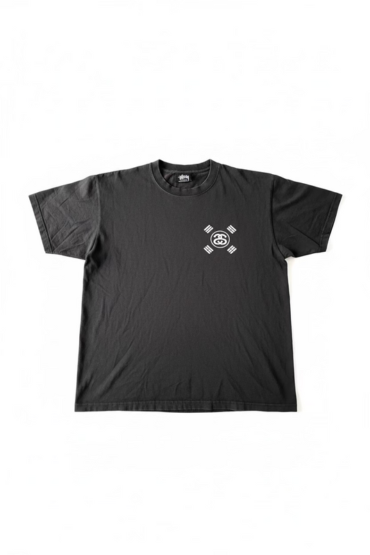 Stussy тениска черна – графити принт “Great Future” с тигър ￼